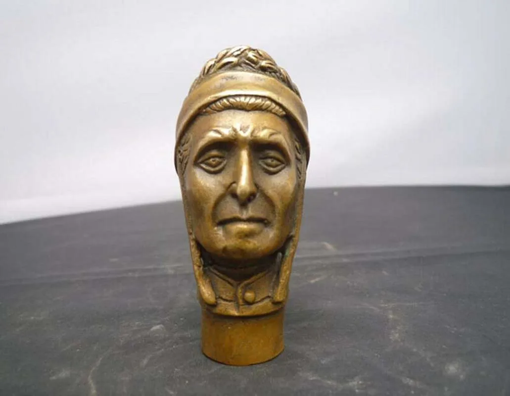 

Chinese Old Bronze Hand Carved Indian Man Head Statue Walking Stick Head