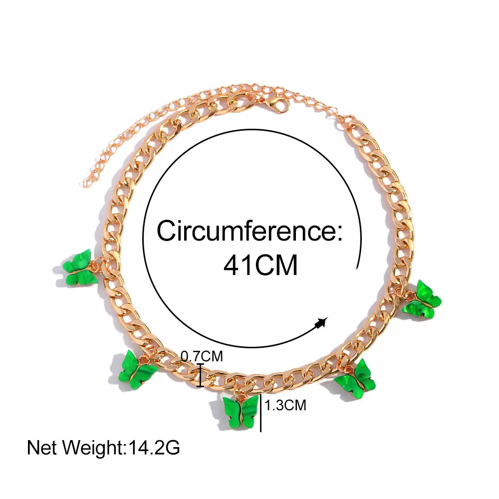 

SUMU Gold Silver Color 16 Butterfly Pendant Necklace for Women Cute Acrylic Insect Necklace Fashion Punk Jewelry Gift