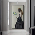 Скандинавская декоративная живопись для крыльца, вертикальный художественный персонаж, Картина на холсте для гостиной, спальни, декоративная живопись