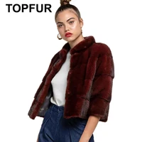 topfur wine coat basic jacket winter coat women real mink fur coat genuine leather jackets short real fur coat spring collection