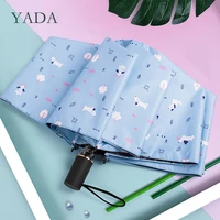 yada 2020 ins new fashion lovely dog tree pattern 3 folding umbrella rain uv umbrella for women man windproof umbrellas ys200139