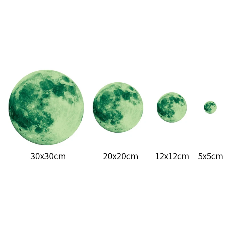 30cm Large 3D Luminous Wall Stickers Green/Pink/Blue/Colorful Moon Kid Room Home Decor Bedroom DIY Art Decals Glow Sticker | Дом и сад