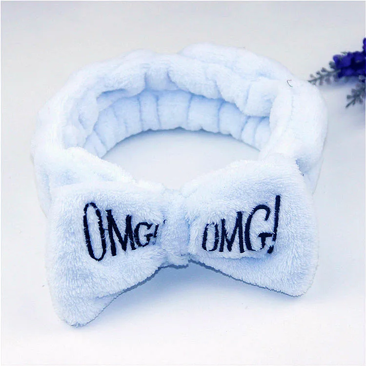 Мягкие флисовые повязки женские с бантом надписью OMG|Заколки для плетения кос| |
