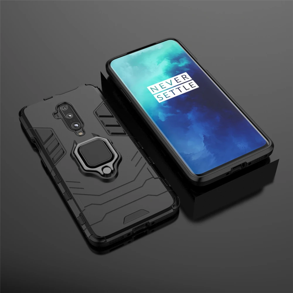 Ring Holder Armor Phone Case For Oneplus 7T Pro Soft TPU Border Hard PC Cover On 7 6T Car Magnetic Shockproof Coque Fundas |