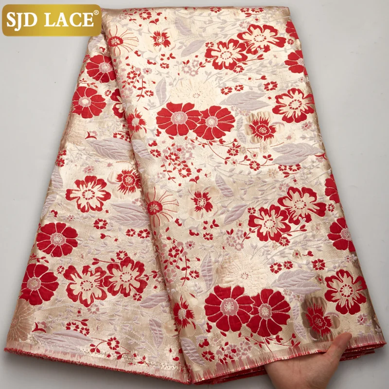 

SJD LACE African Lace Fabric Embroidery Flower Gild Jacquard Brocade Mesh Light French Lace Fabric For Wedding Dress SewingA2739