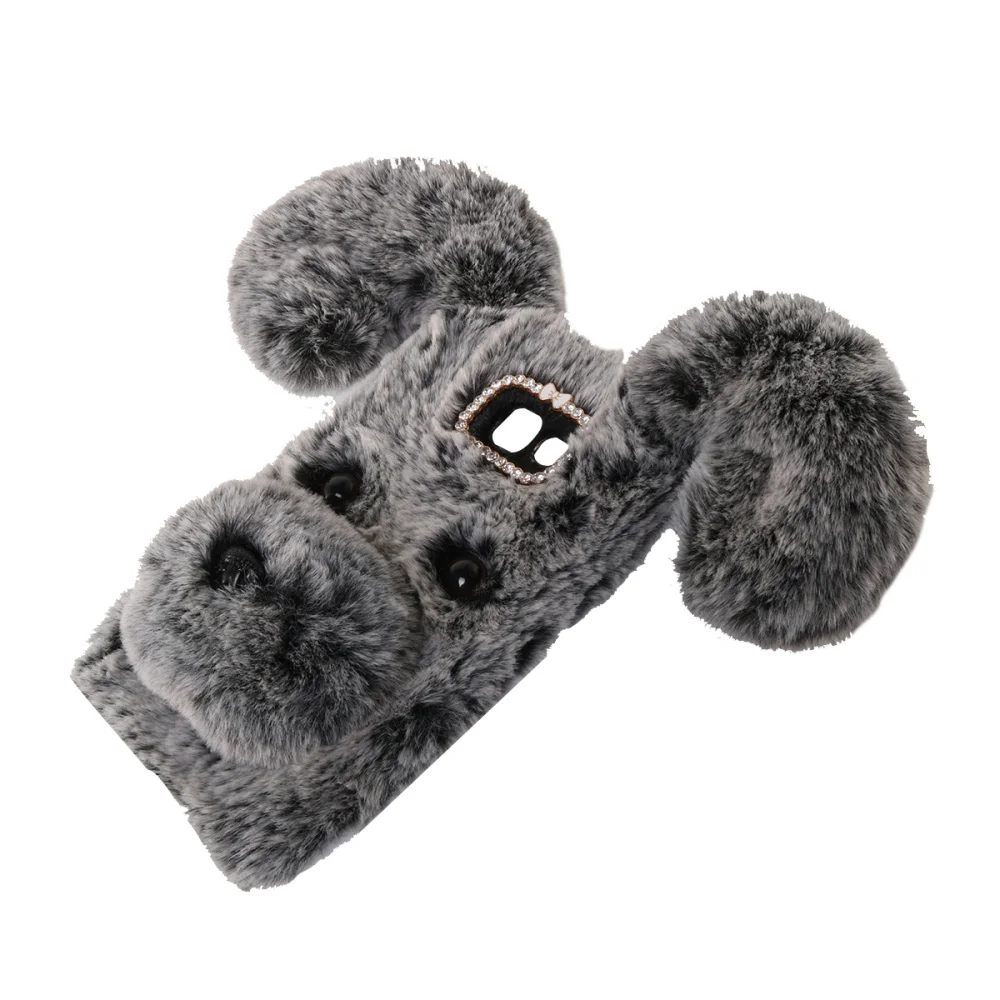 Мягкий плюшевый чехол для телефона с рисунком собаки милый Модный зимний теплый