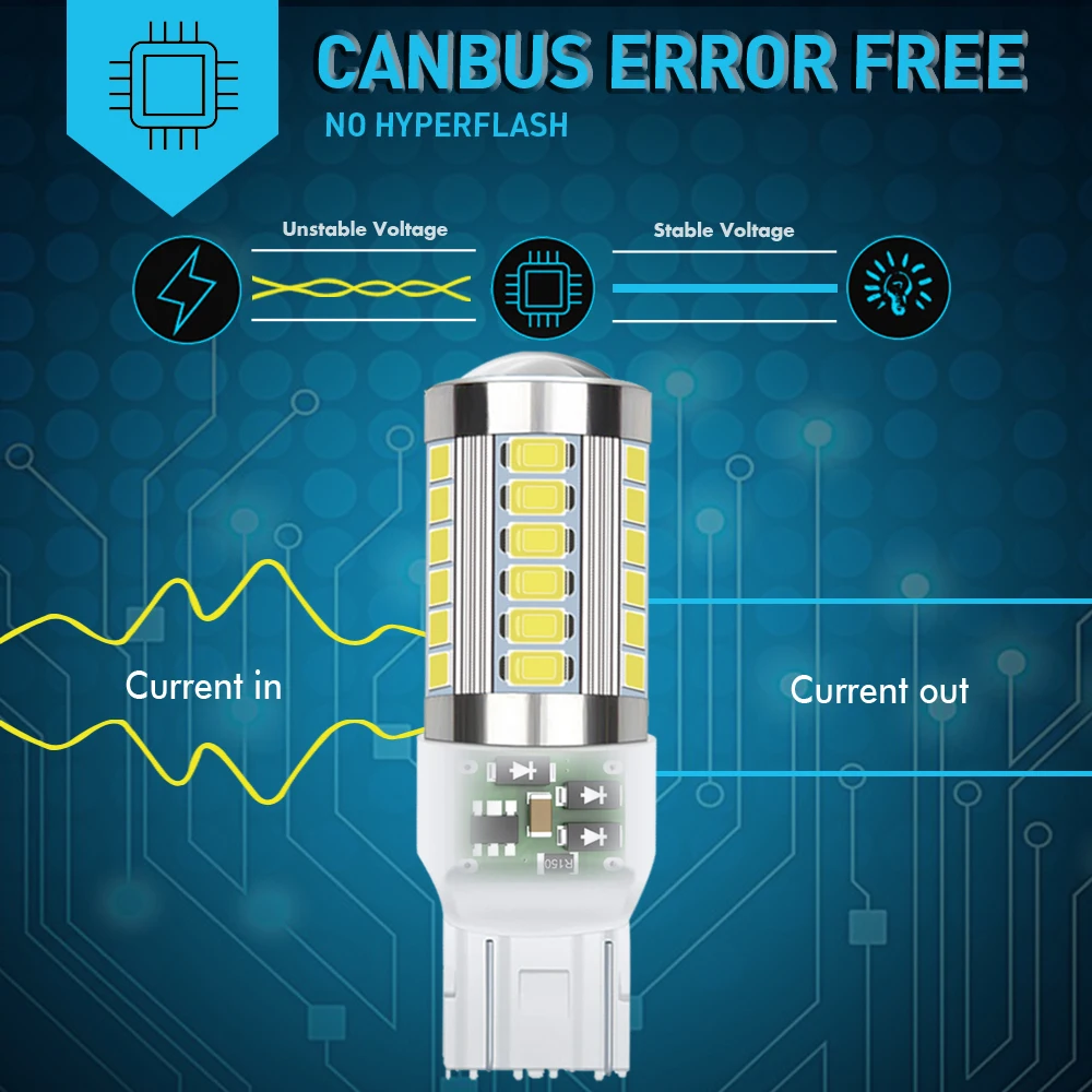 Светодиодные лампы Canbus1156 BA15S 2 шт. 7443 7440 T20 w21w P21W без ошибок светодиодный для