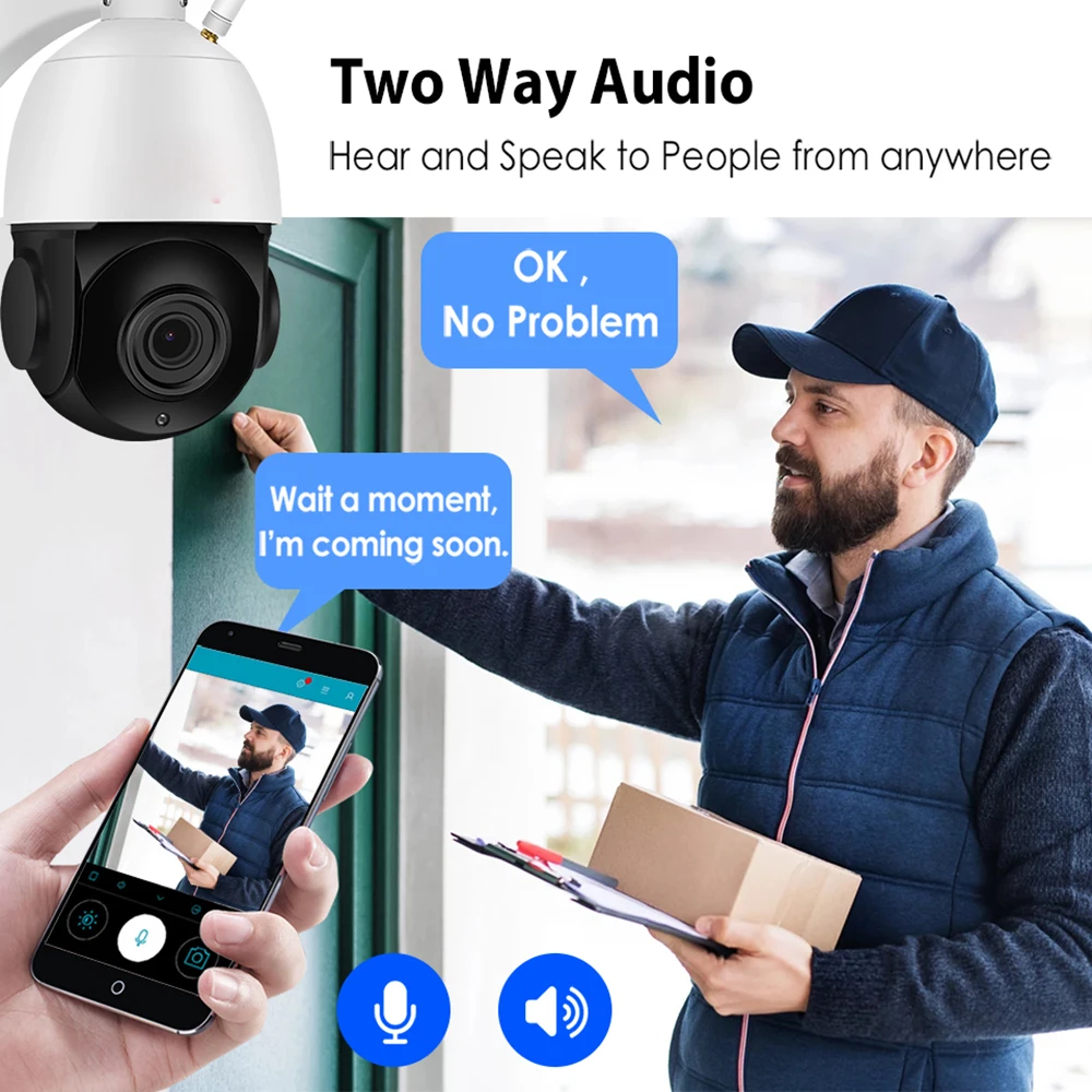 CamHi беспроводной WIFI 1080P 30X зум 2MP humanoid Авто трек SONY PTZ купольная IP камера Встроенный
