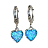 fashion heart pendant hoop earrings bohemian statement wedding jewelry accessories cute imitation blue opal earrings for women