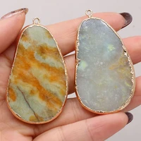natural stone pendants big water drop gold plated amazonites for jewelry making diy fashion necklace women gifts