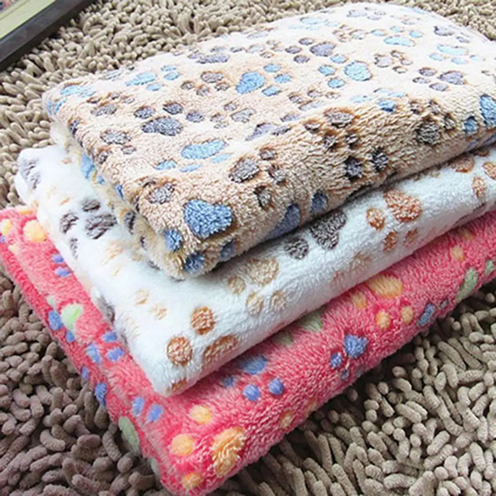 

Pet Blanket Soft Comfortable Portable Fleece Paw Bone Printed Cat Dog Bed Cushion for Home Pet Supplies
