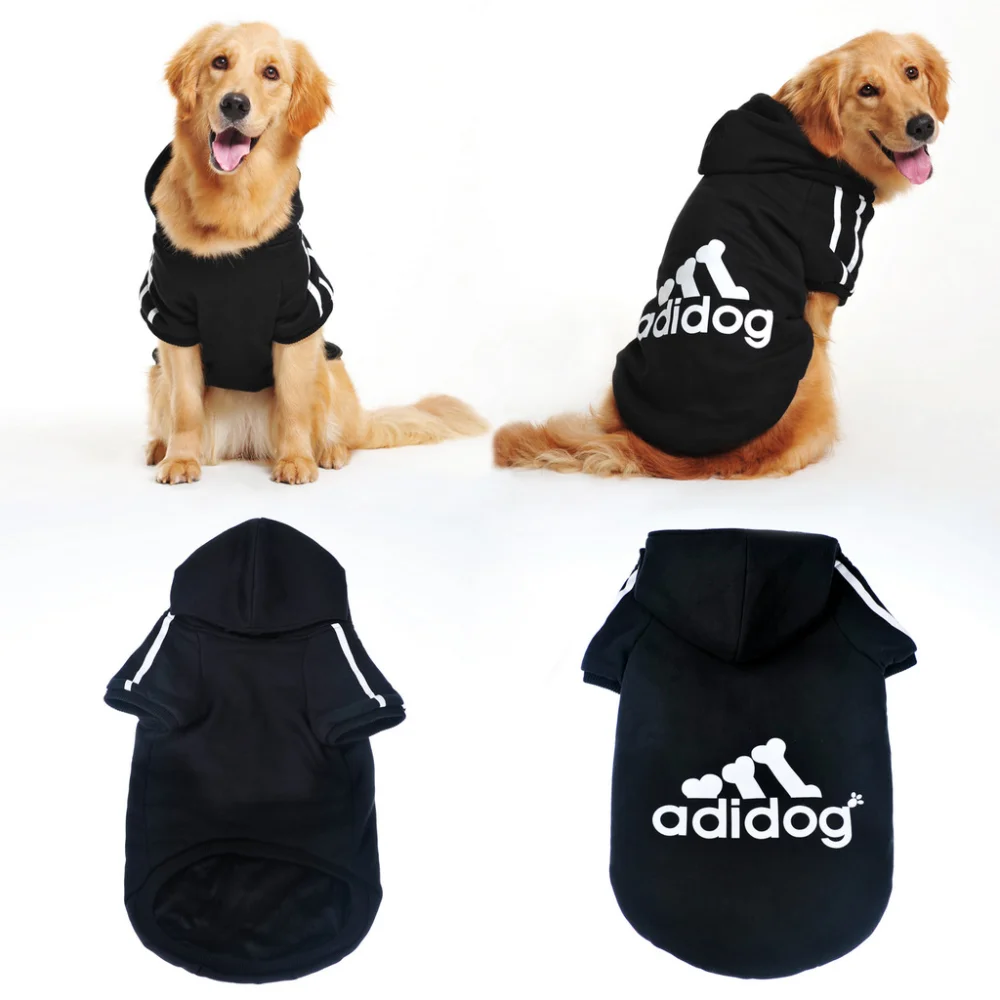 Adidog Pet Dog Clothes Autumn and Winter New Dog Hoodies Coat Fleece Warm Sweatshirts Small Medium Large Dogs Jacket Clothing