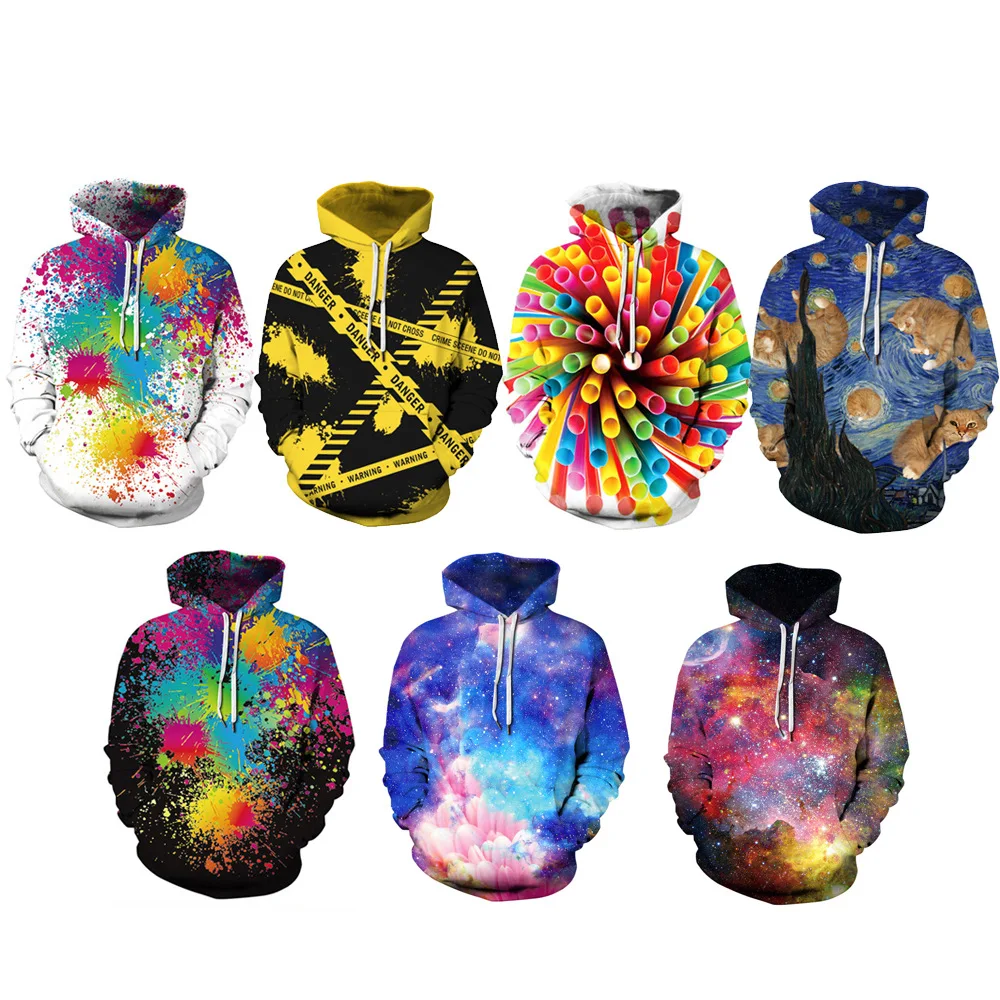 

Женское платье с 3D принтом для влюбленных, модные топы, уличная мода, свободный осенне-зимний свитер с капюшоном