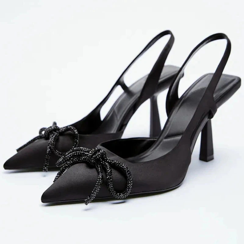 Женские блестящие босоножки на высоком каблуке с острым носком | Обувь