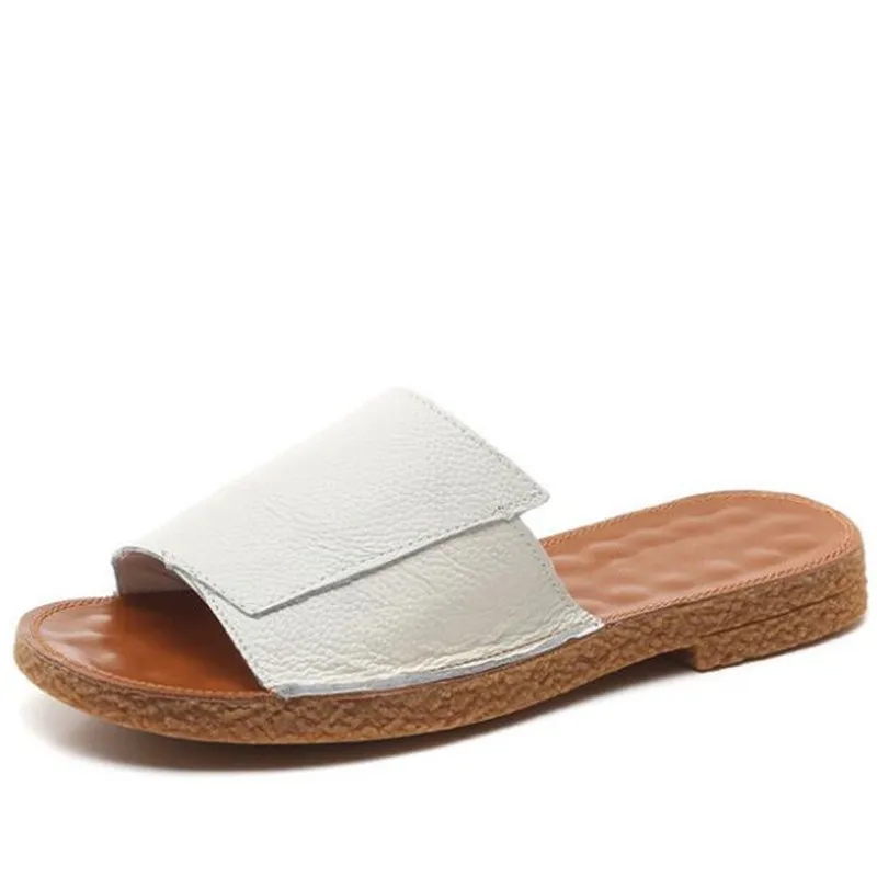 

Hot 2021 New Summer Soft Bottom Flat Sandals Genuine Leather Sandals Slippers Fashion Casual Sandals Light Comfort Women Sandals