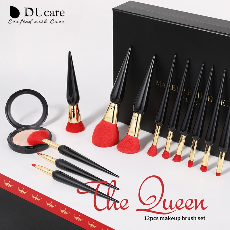 DUcare – ensemble de pinceaux de maquillage, 12 pièces, série Queen, pour fond de teint, poudre, Blush, fard à paupières, Pro, cadeaux