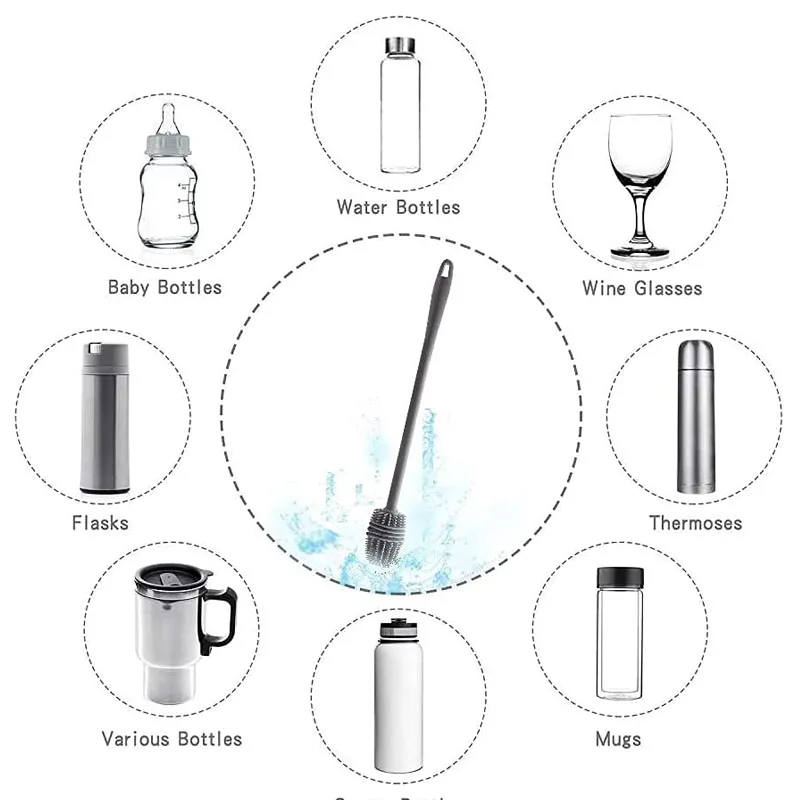 Многофункциональная силиконовая щетка для чашек с длинной ручкой | Дом и сад