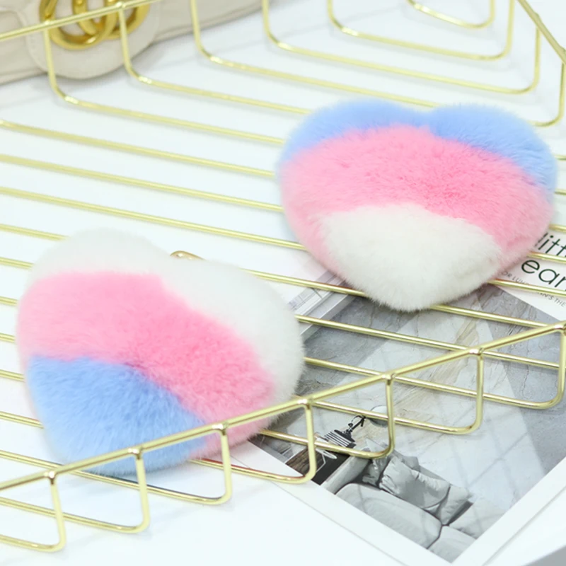 Pompom Keychain Car-Bag-Accessories Key-Ring Gifts Heart-Shape Rex Rabbit Fur Fluffy Women Fashion Cute Pendant | Украшения и