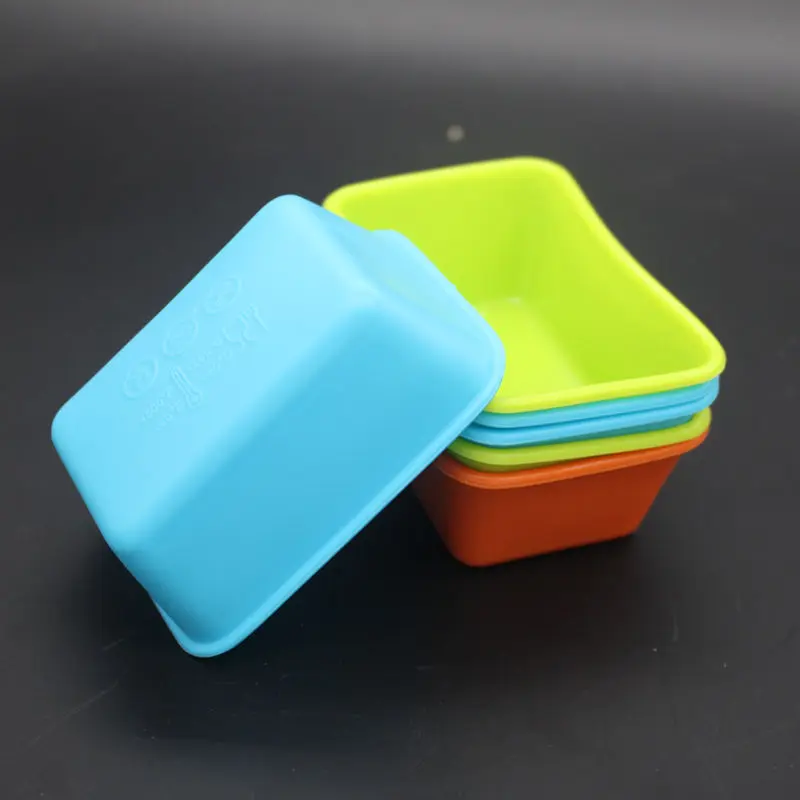 

10pcs Rectangle Silicone Cake Mold Pattern DIY Bakeware Fondant Muffin Chocolate Moulds Cupcake Molds Tools