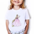 Летние детские футболки с коротким рукавом и принтом принцессы Рапунцель, топ, футболка с графическим рисунком для маленьких девочек, футболка в стиле Харадзюку