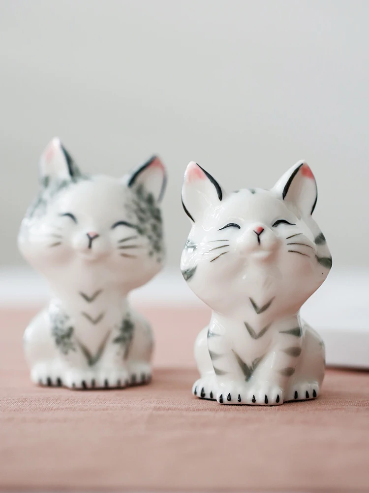 2 стиля милые керамические кошки резьбовые домашние украшения Гостиная Кабинет