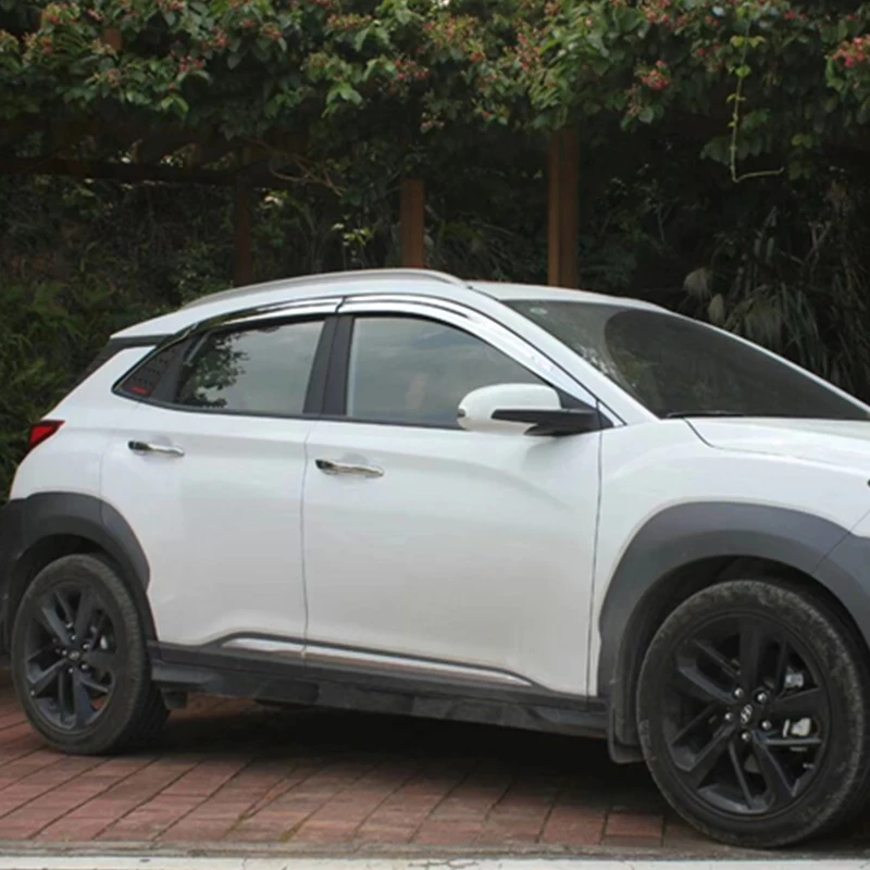 

Use For Hyundai Kona 2018--2019 Year 6 Pcs Windows Visor Body Kit Door Accessories Electroplated Parts Rain Sun Shield