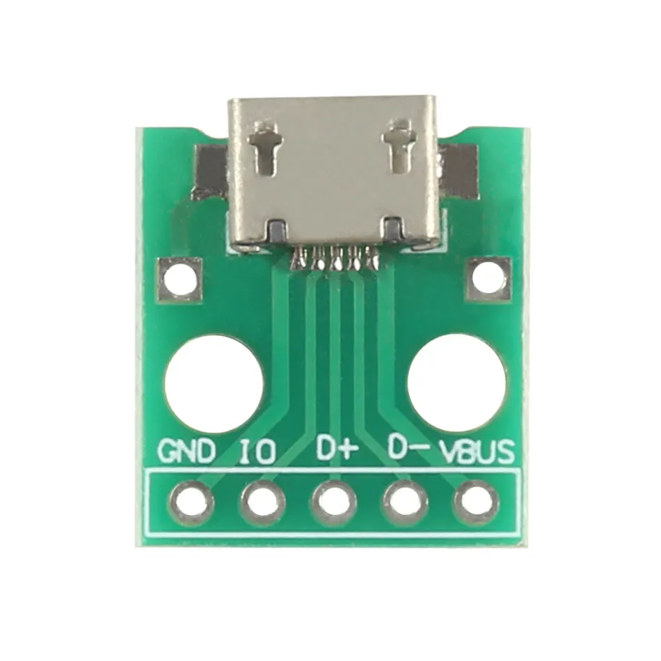 

10pcs MICRO USB To DIP Adapter 5pin Female Connector B Type PCB Converter Breadboard USB-01 Switch Board SMT Mother Seat