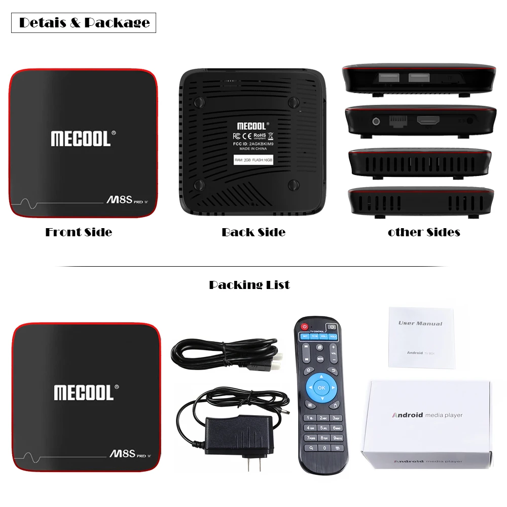 Mecool M8S PRO W Smart tv Box Android 7,1 Amlogic S905W 2 ГБ DDR3 16G rom IP tv 4K 2,4G WiFi приставка tv Box F rom ES/RU