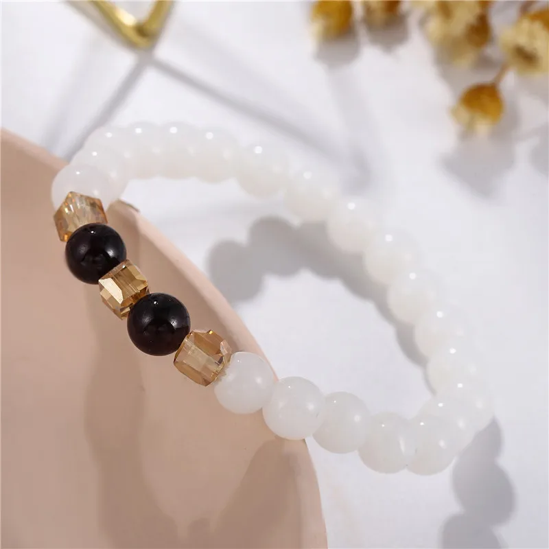 Женский Классический Браслет из натурального белого халцедона браслет с