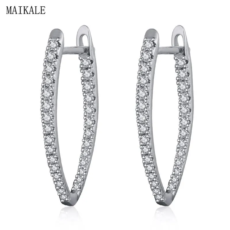 MAIKALE, трендовые серьги-гвоздики для женщин, v-образная форма, металл AAA, кубический цирконий, циркониевый зажим, серьги, новые модные ювелирные изделия, Brincos Bijoux