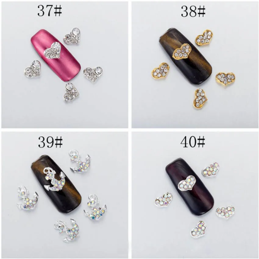 Сплав 3d дизайн ногтей горный хрусталь корона галстук-бабочка плоский задний