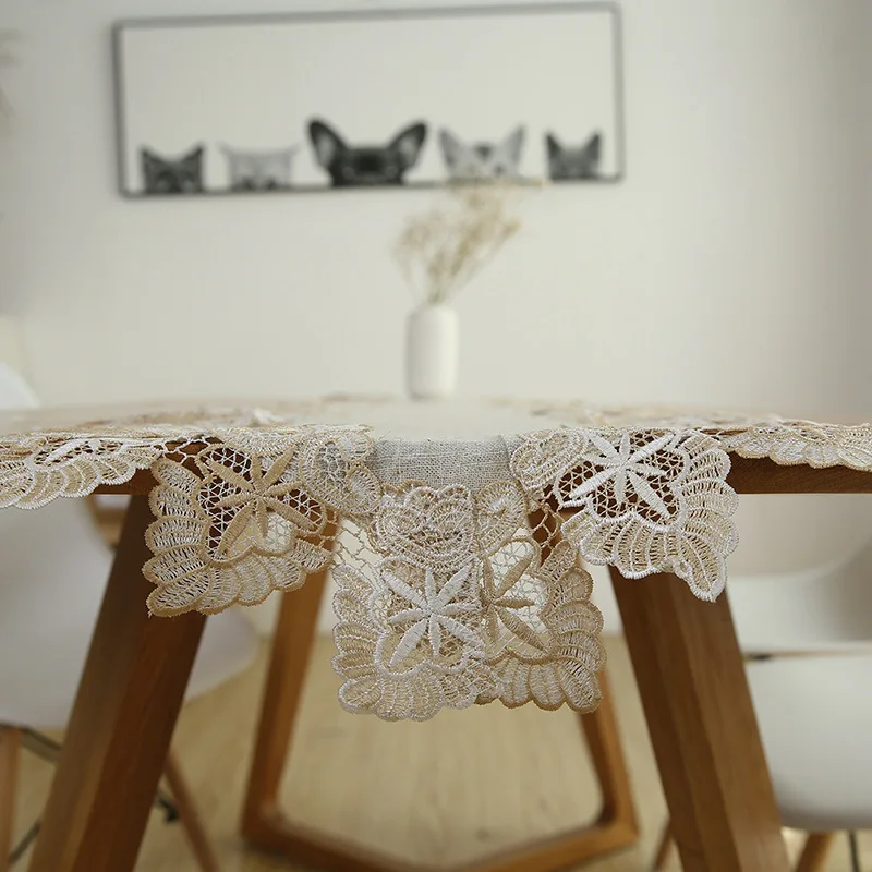 Декоративная кружевная скатерть из хлопка и льна в японском южнокорейском