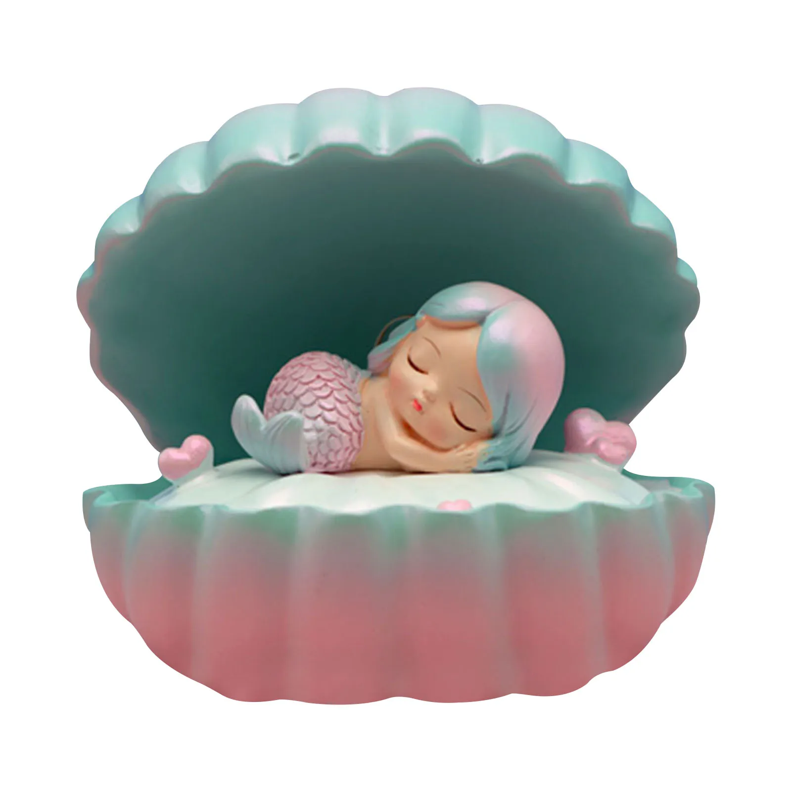 

Mermaid Shell Night Light Hand-painted Resin Pendant Creative Valentine's Day Gift Hand-made Resin Crafts Holiday Decoration