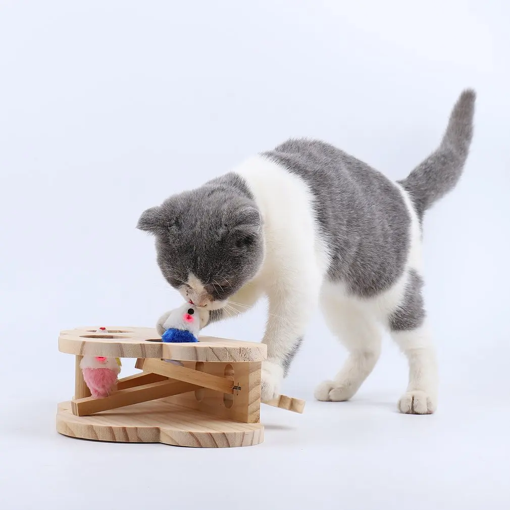 Новая распродажа твердые деревянные игрушки для кошек пазл интерактивные хомяк