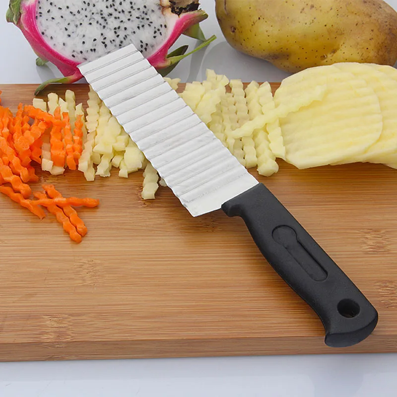 

Кухонный нож из нержавеющей стали для картофеля, фри, волнистый нож, слайсер для фруктов и овощей, спиральный резак для картофеля, измельчитель