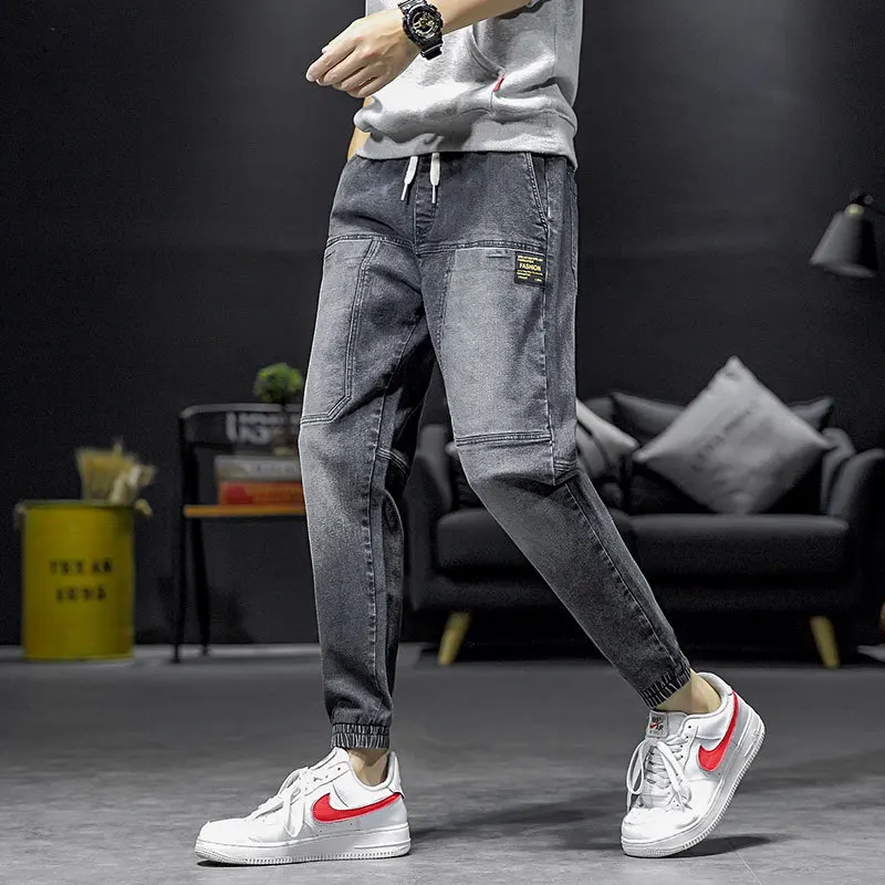 Эластичные мужские брюки новая мода хип хоп одежда шаровары свободные 9