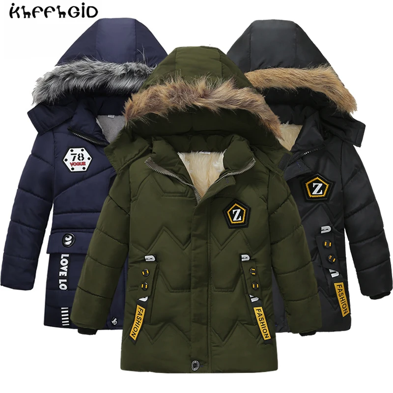 Куртка пуховик для мальчиков одежда 2020 зимние теплые маленьких со звездами с