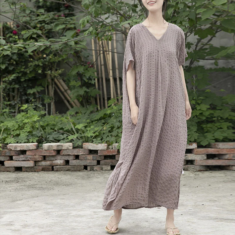 

Платье NINI WONDERLAND женское хлопковое в полоску, удобный винтажный халат с V-образным вырезом, свободная одежда в стиле ретро, лето 2021