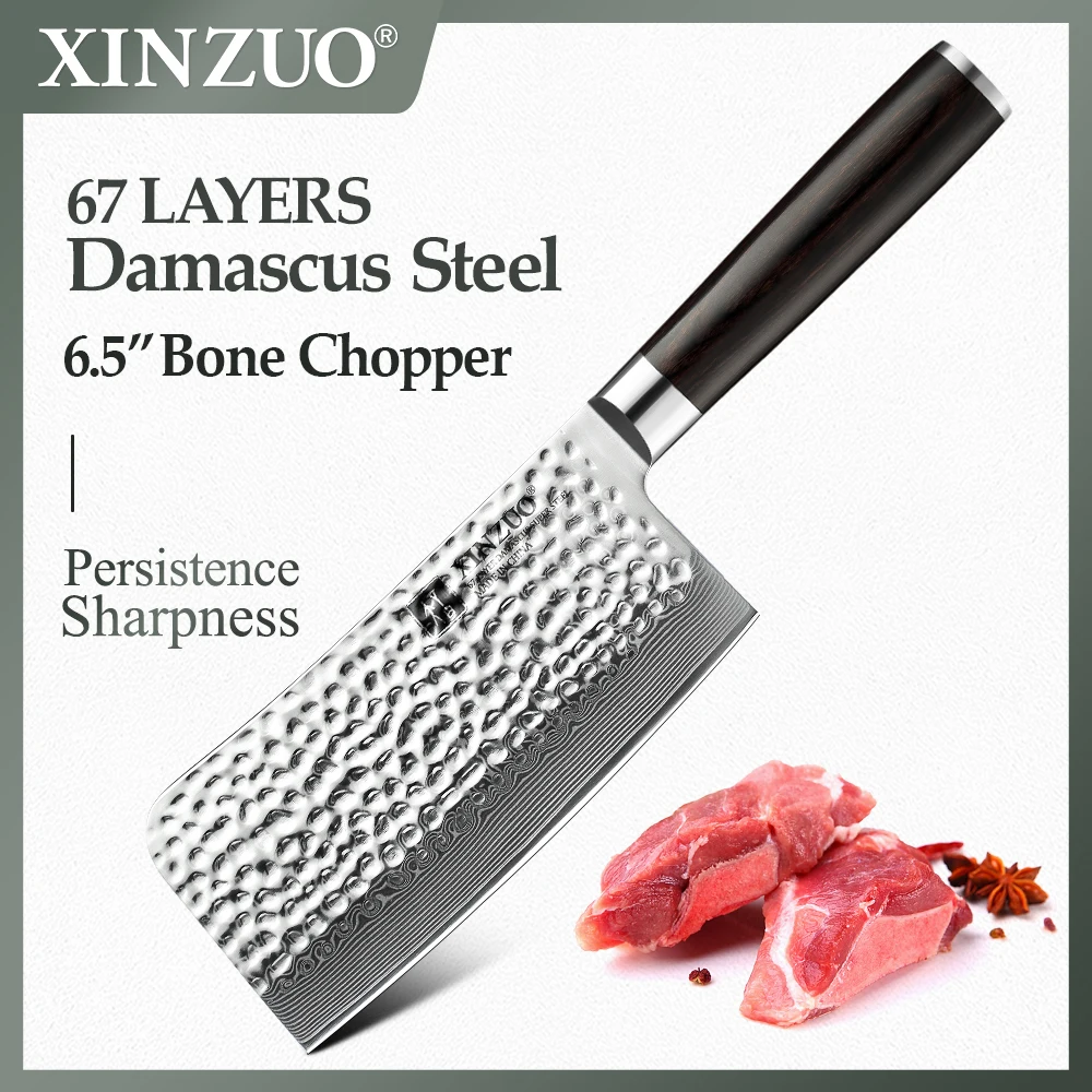 

XINZUO 6.5'' Bone Chopper Knife 67 Layers Damascus Steel Cooking Cutter Butcher Knife With Pakkawood Handle Kitchen Accessory
