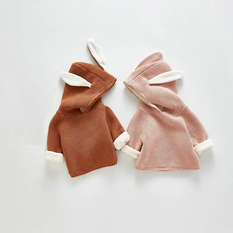 Кардиган из 100% хлопка с капюшоном и заячьими ушками для детей зимний женский