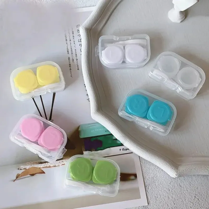

Women Cute Portable Plastic Contact Lens Box Holder With Mini Tweezer Eyewear Bag Container Contact Lenses Soak