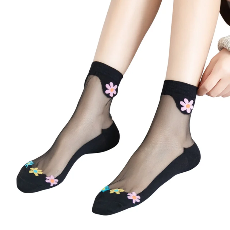 

Sexy fishnet Women Lace Ruffle Soft Comfy Sheer Silk Elastic Mesh Knit Frill Trim Transparent Ankle funny socks