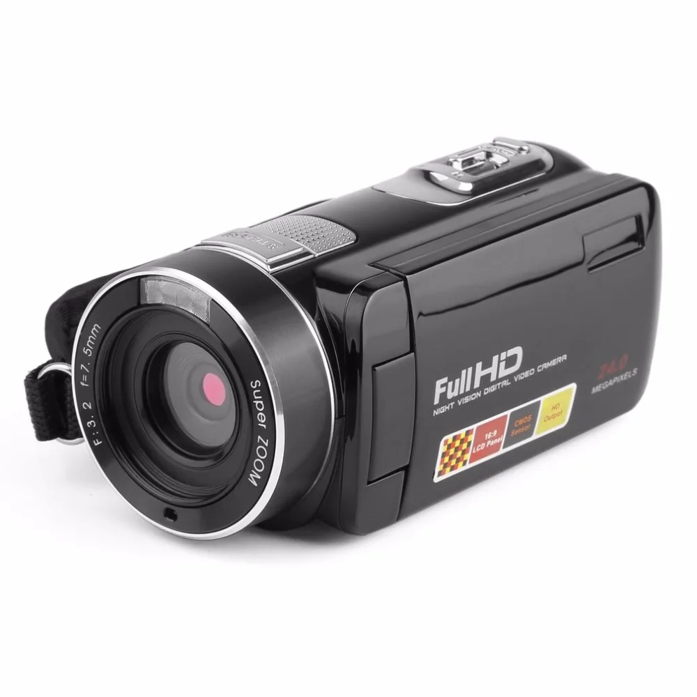 Новинка, хит, портативная цифровая видеокамера с ночным видением, Full HD 1920x1080, 3,0 дюймов, 24MP, lcd сенсорный экран, 18X зум