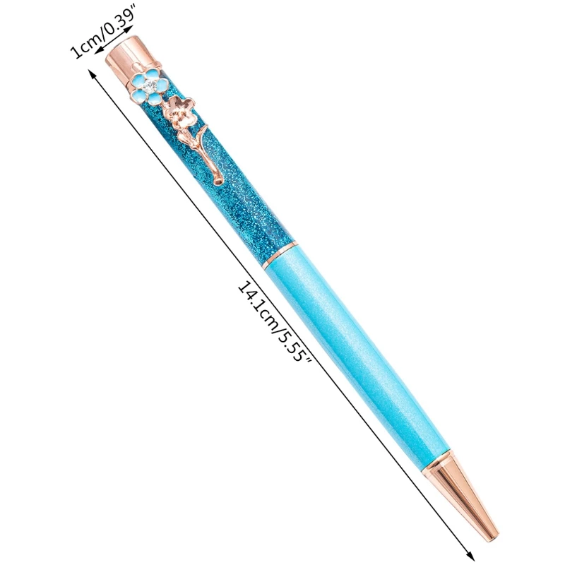 

Шариковая ручка W3JD с сыпучим песком и цветочным украшением, металлическая масляная ручка, канцелярские принадлежности