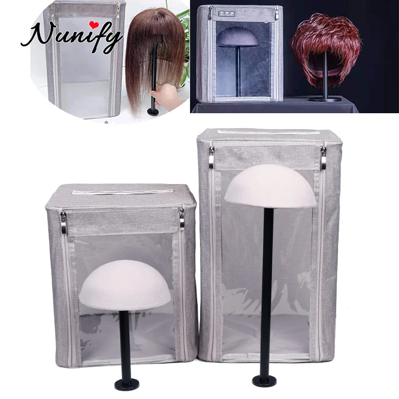 Three Size Wig Travel Box With Top Handle Carring Case For Display Wigs Wig Storage Box Anti Dust Hair Bag With Display Head