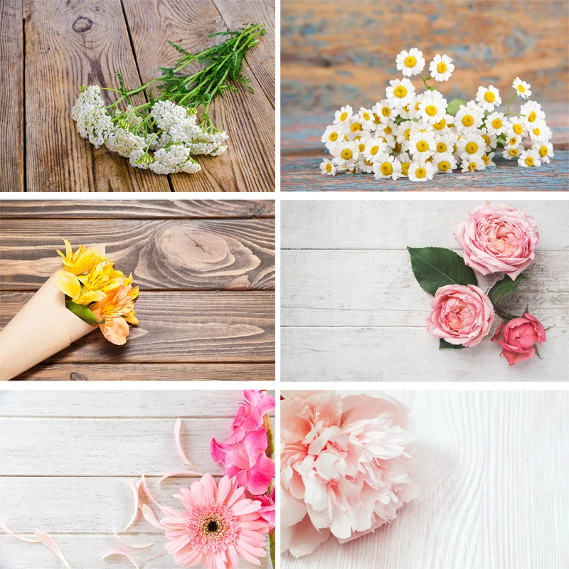 

SHENGYONGBAO Vinyl Custom Photography Backdrops Prop Flower and Wooden Planks Theme Photo Studio Background 191029STR-001