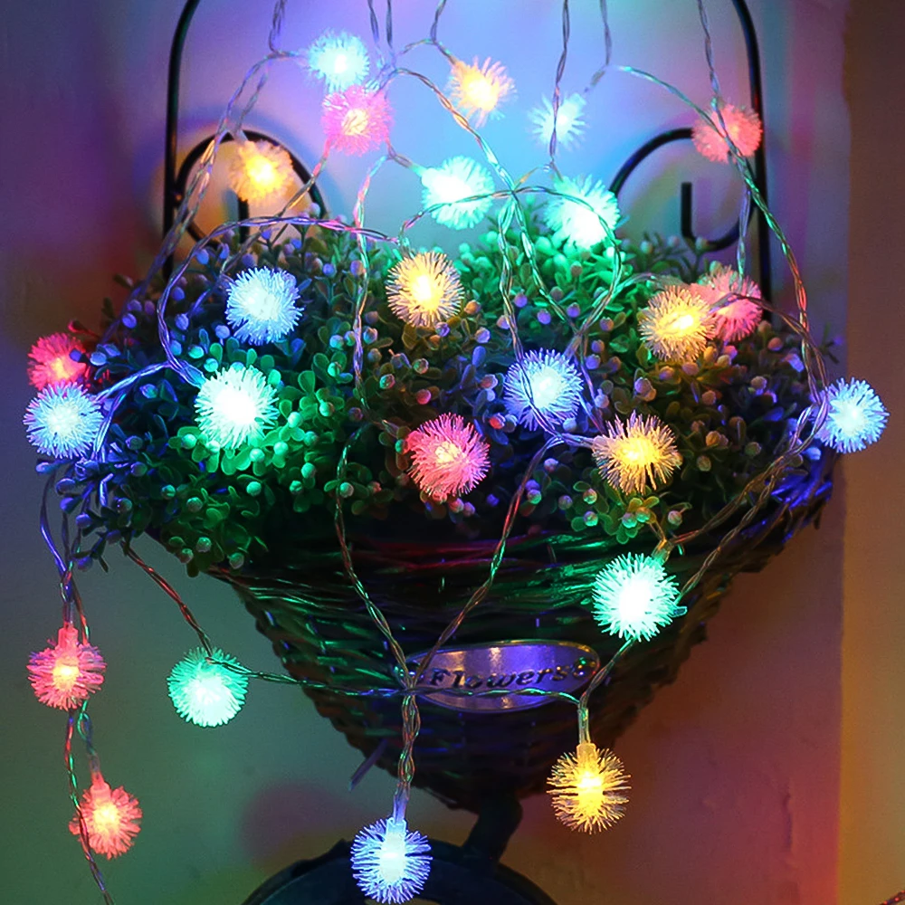 

1.5/3/6M LED Fairy String Light Christmas Holiday Party Wedding Hairy Ball Decor Xmas Tree Garland Lights Battery Powered
