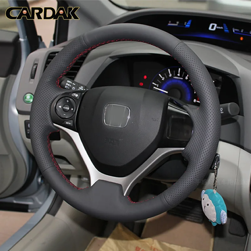Черный чехол рулевого колеса автомобиля из искусственной кожи для Honda Civic 9 2012 2013