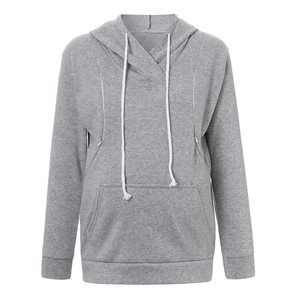 Одежда для кормящих женщин толстовка с длинными рукавами однотонные Топы