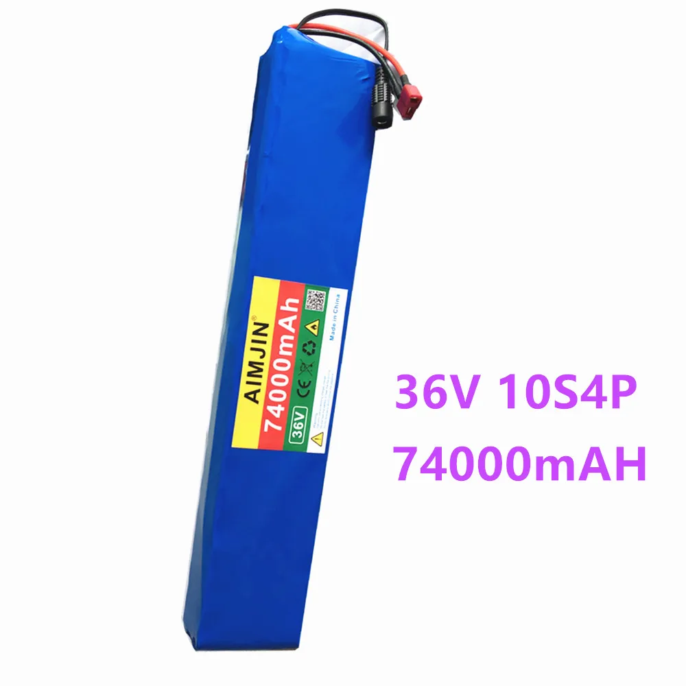 

Original 36V Battery 10S4P 74Ah 500-1000W High Power and Capacity 18650 Lithium Battery Electric Car Bicycle Motor Scooter BMS